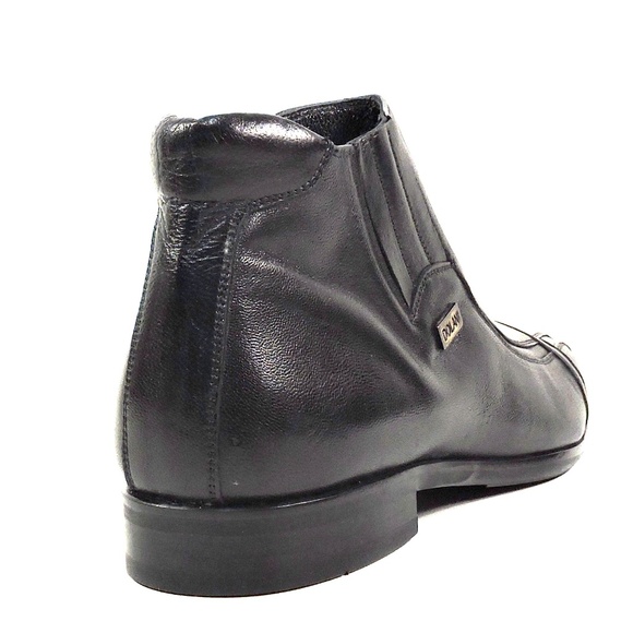 ERNESTO DOLANI 🇮🇹 MEN'S BLACK SOFT LEATHER WINTER ANKLE BOOTIE - Picture 6 of 8